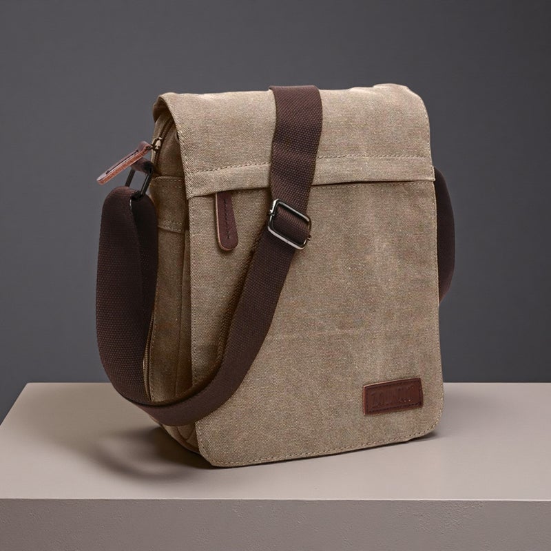 Men's Canvas Crossbody Bag with Laptop Compartment - Image 3