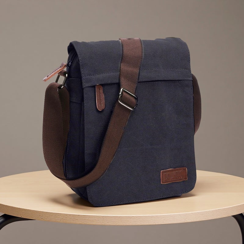 Men's Canvas Crossbody Bag with Laptop Compartment - Image 4