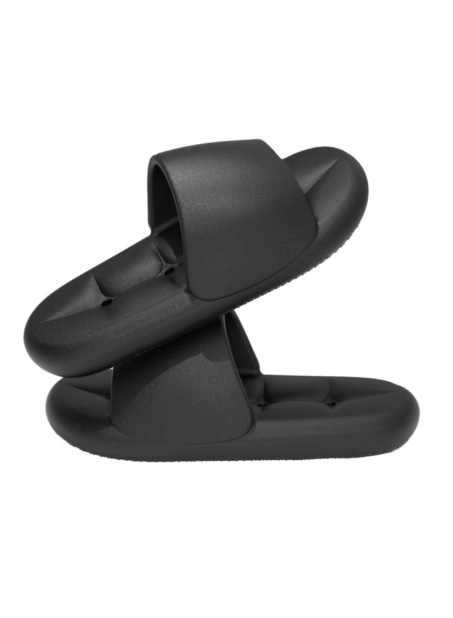 Hipanda Non-slip Slippers For Men Indoor Bathroom Quick-dry Breathable Soft Couple Sandals Women Glazed Black Size 40-41