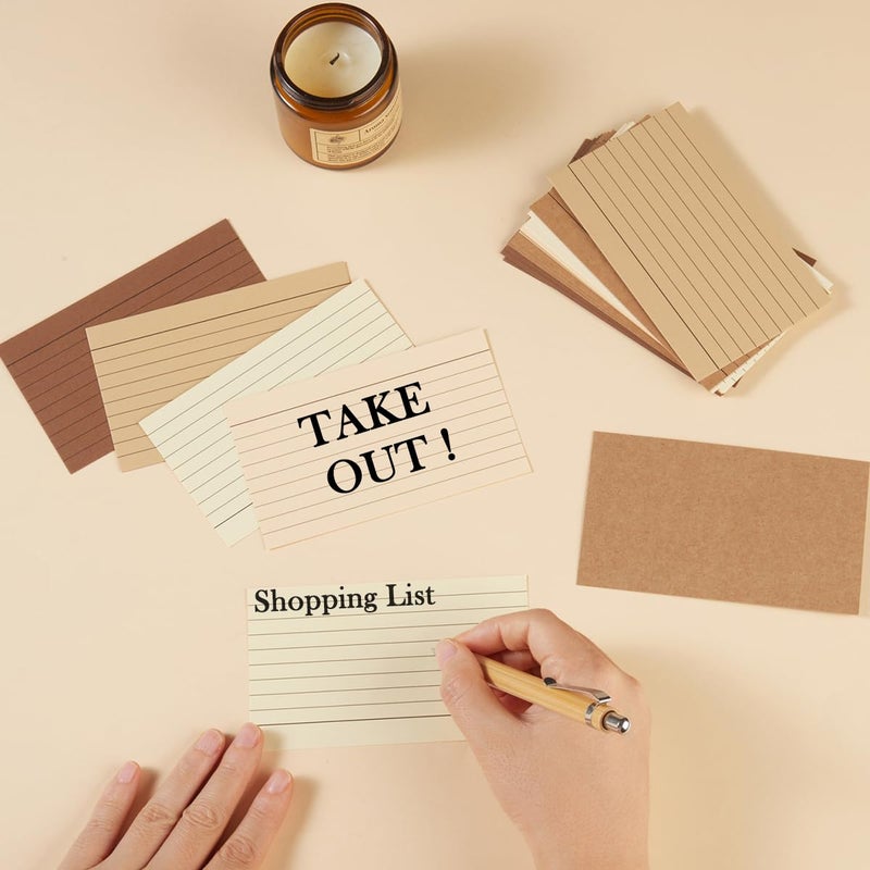 Topeen 100 Sheets 3x5 Colored Ruled Note Cards Index Cards, 250 GSM Heavy Flashcards, 5 Brown - Image 5