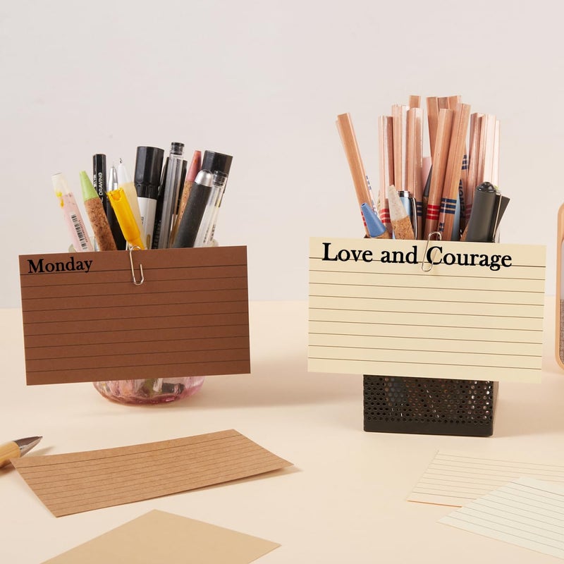 Topeen 100 Sheets 3x5 Colored Ruled Note Cards Index Cards, 250 GSM Heavy Flashcards, 5 Brown - Image 4