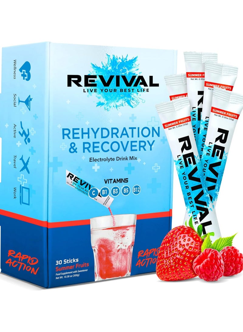 Revival Rapid Rehydration Electrolytes Powder Summer Fruit 30 Sachet - Image 1