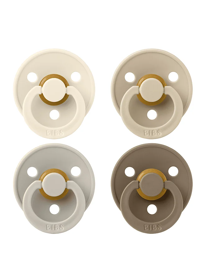 بيبس Colour Round Pacifier, 4 Pieces, Latex Size 1, 0 - 6 Months, Ivory Sand Vanilla, Natural Rubber Pacifier Pack, Safe And Skin - Friendly