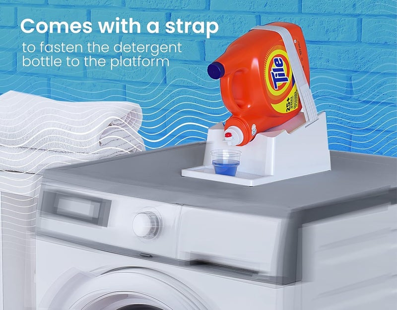 Skywin No-Spill Liquid Laundry Detergent Holder Organizer and Drip Tray for Laundry Room Organization with Laundry Soap Catcher Tray (No Strap, White, 2) - Image 3