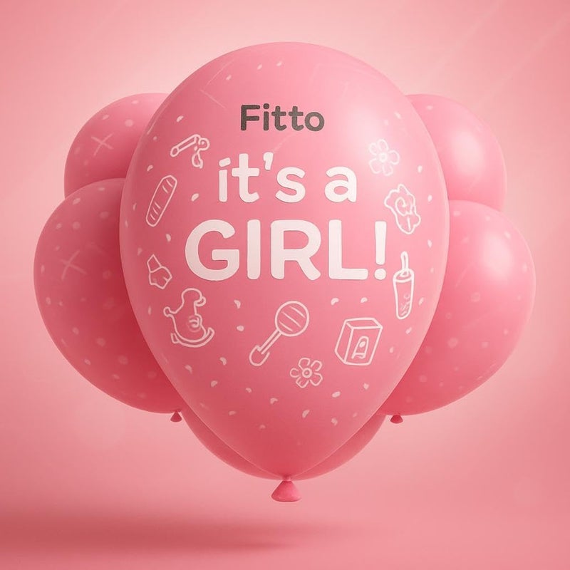 FITTO بالونات فيتو إنها فتاة 12 بوصة 12 قطعة لكل بطاقة - حفلة استقبال مولود، عيد ميلاد، ديكور كشف الجنس - Image 3