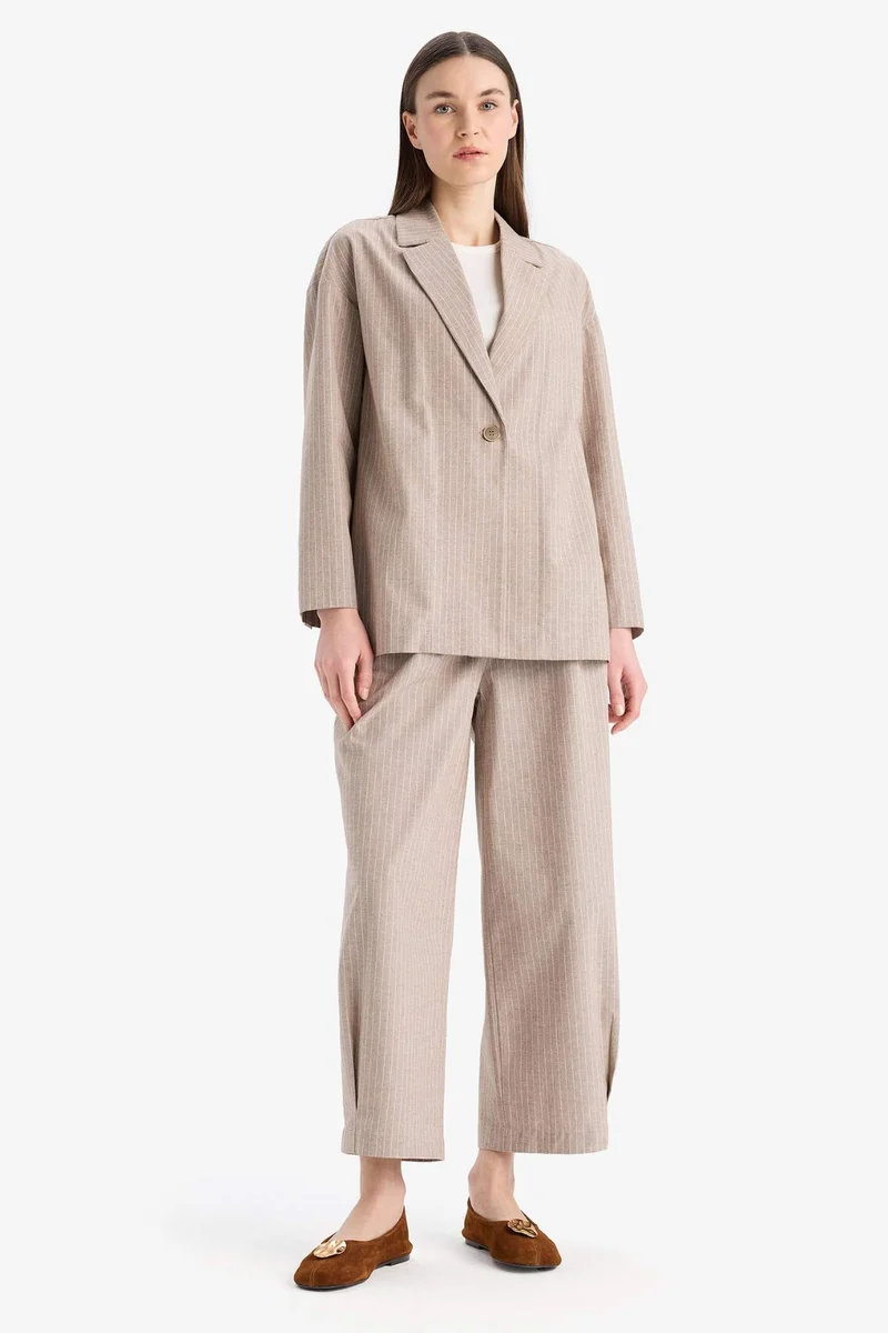 DeFacto Harem Striped Linen Blend Trousers