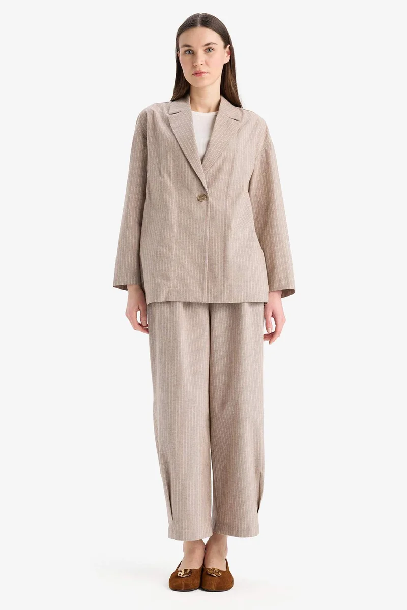 DeFacto Harem Striped Linen Blend Trousers
