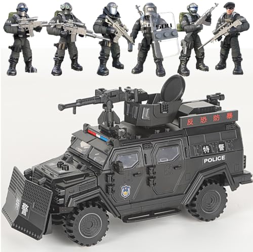 ENHANA SWAT 4 in 1 Armored Vehicle Building Block Military Vehicle with 6 Army Figures Building Toys for Age 812 Army Car Model Toys Gifts for Kids - Image 1