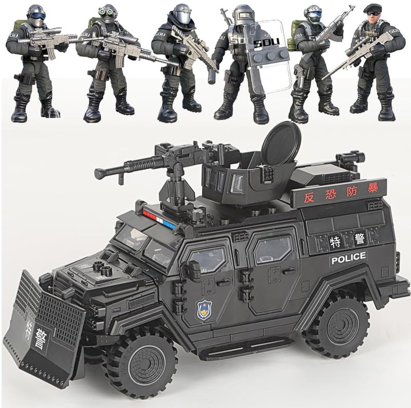 ENHANA SWAT 4 in 1 Armored Vehicle Building Block Military Vehicle with 6 Army Figures Building Toys for Age 812 Army Car Model Toys Gifts for Kids - Image 3