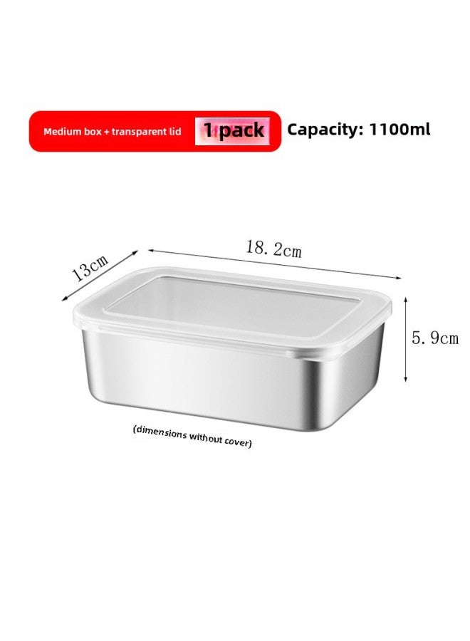 OEM OEM OEM Custom Processing Stainless Steel Fresh-keeping Box Lunch Box Lunch Box Seasoning Frozen Storage Box Sub-packed Lunch Box-Specifications:Laser 201 Electrolytic* Medium Box (white Cover)  - Image 1