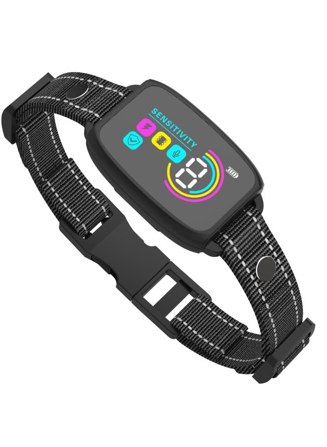 يلا جوي طوق مقاوم للماء بمعيار IP67 لمنع نباح الكلاب، طوق مضاد للنباح مع 8 مستويات حساسية قابلة للتعديل، طوق تدريب يصدر صوت تنبيه واهتزاز للكلاب الكبيرة والمتوسطة والصغيرة (أسود) - Image 1