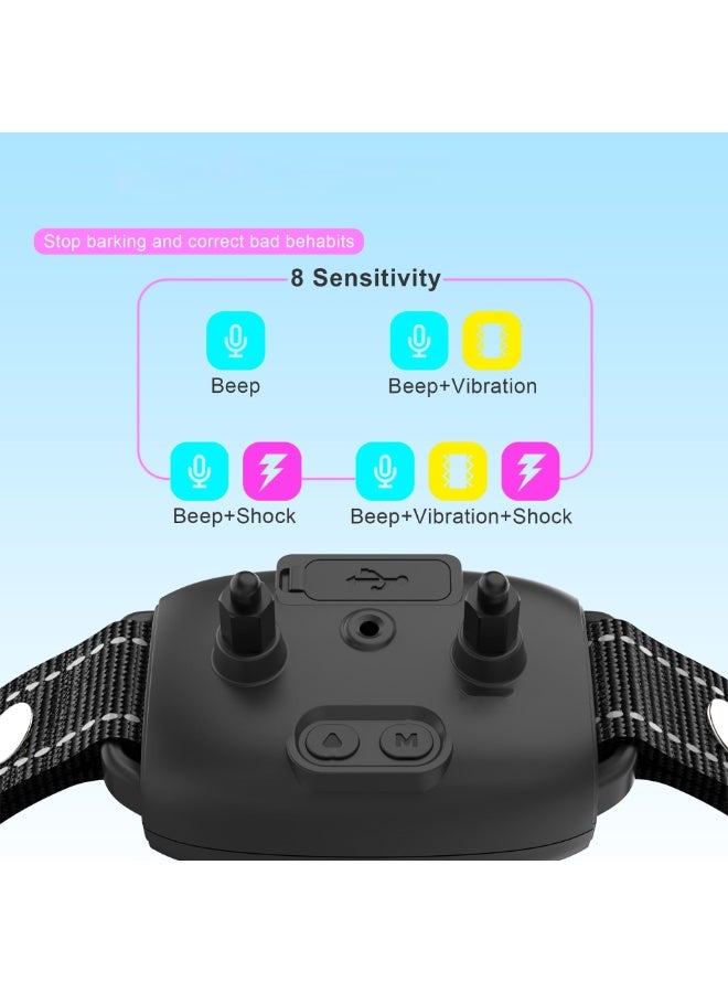يلا جوي طوق مقاوم للماء بمعيار IP67 لمنع نباح الكلاب، طوق مضاد للنباح مع 8 مستويات حساسية قابلة للتعديل، طوق تدريب يصدر صوت تنبيه واهتزاز للكلاب الكبيرة والمتوسطة والصغيرة (أسود) - Image 3