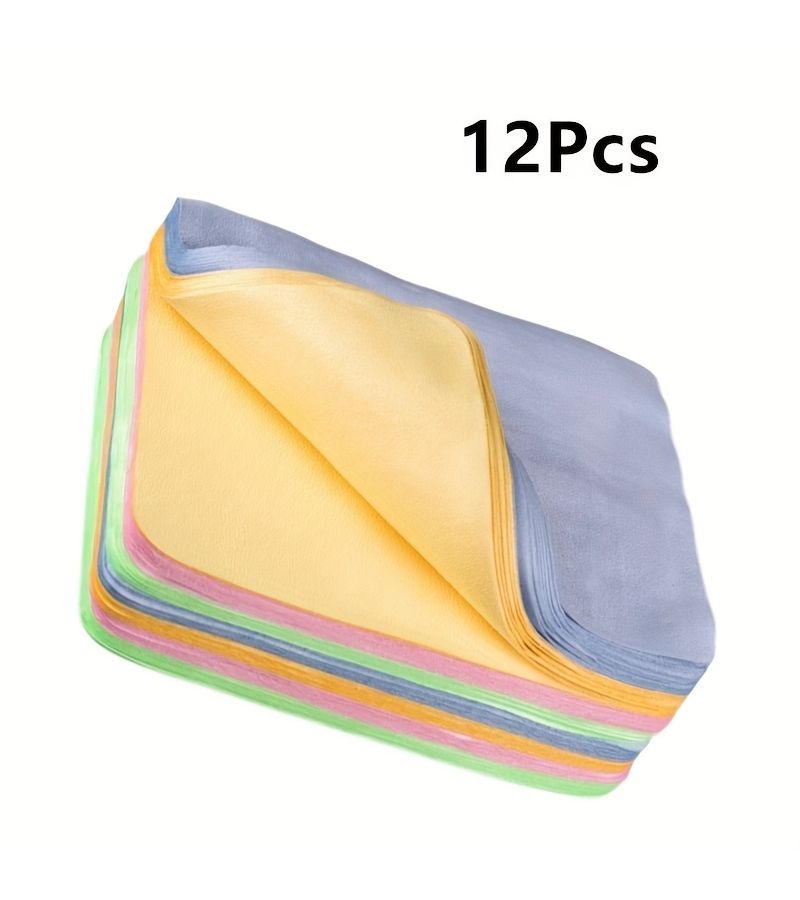 12 Pcs Ultra Fine Fiber Microfiber Mix Colors Cleaning Cloths Scratch Resistant Anti Static Soft For Glasses Camera Lens Microscope Telescope Screen Reusable Home Cleaning Supplies - Image 2