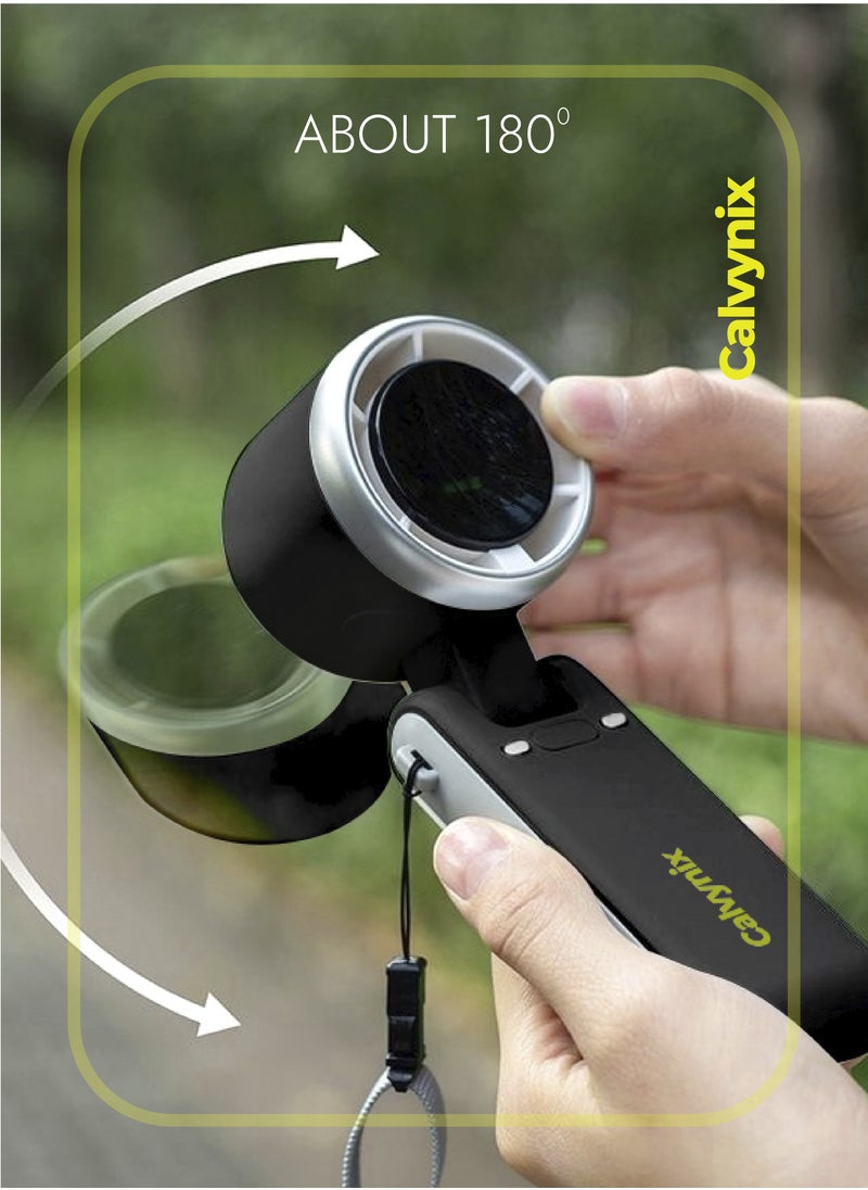 Portable Handheld Turbo Fan – Mini USB Rechargeable Personal Fan with 4000 mAh Battery, 5 Speeds, Digital Display – Compact Turbo Cooling Fan for Travel, Outdoor, Desk Use