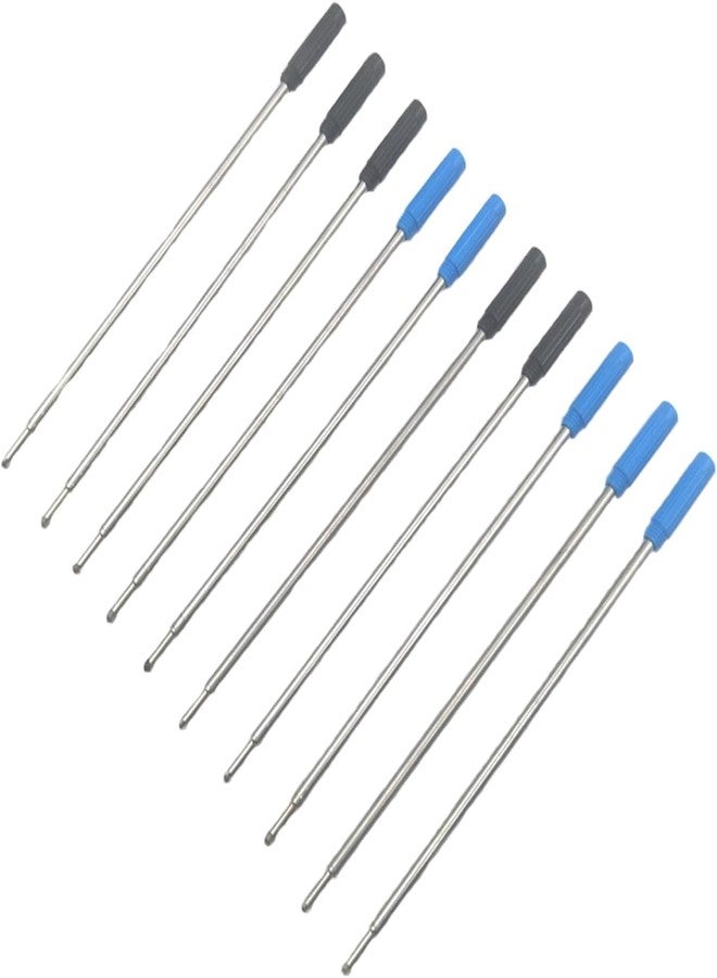 WLngtv 10-Pack Metal Pen Refills Blue and Black Refills 115mm Replacement Ballpoint 1mm Tip Pen Refill, Ink Pen Refills - Image 1