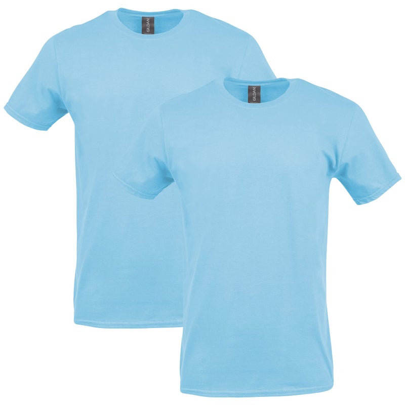Gildan Adult Softstyle Cotton T-Shirt, Style G64000, Multipack, Light Blue (2-Pack), Large - Image 1