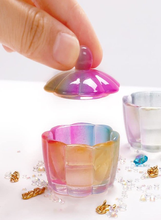 GSHLLO 2 Pcs Glass Crystal Dish Cups Nail Acrylic Dappen Dish Monomer Dish Holder Nail Art Liquid Powder Bowl with Lid - Image 3