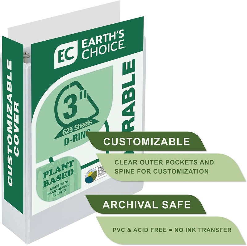 Samsill PlantBased 3 Inch Durable DRing Made in USA View Binder EcoFriendly USDA Certified Biobased White - Image 4