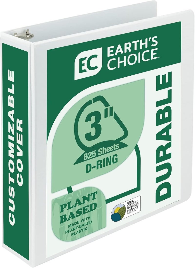 Samsill PlantBased 3 Inch Durable DRing Made in USA View Binder EcoFriendly USDA Certified Biobased White - Image 2