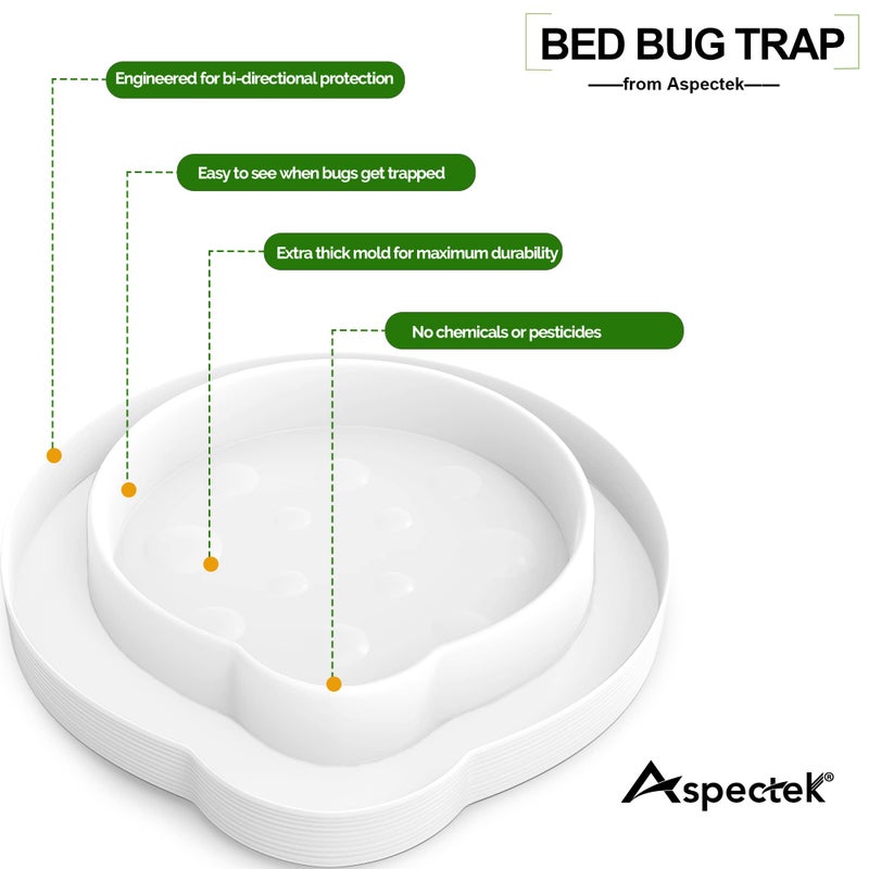 ASPECTEK Bed Bug Trap, Bed Bug Interceptor, Bed Bug Traps (Pack of 4). Flea Traps, Safe Eco Friendly, Bed Bug Eliminator (White) - Image 2