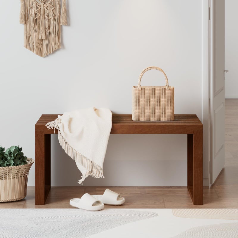APRTAT Bamboo Dining Bench Indoor Long Entryway Shoe Rack Bench,Outdoor Modern Wood Benches 35 Inch Bamboo Bench for Living Room Hallway Bedroom Bathroom - Image 5