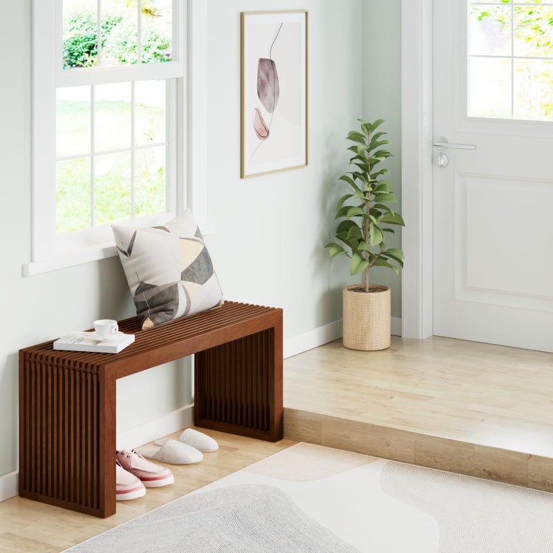 APRTAT Bamboo Dining Bench Indoor Long Entryway Shoe Rack Bench,Outdoor Modern Wood Benches 35 Inch Bamboo Bench for Living Room Hallway Bedroom Bathroom - Image 2