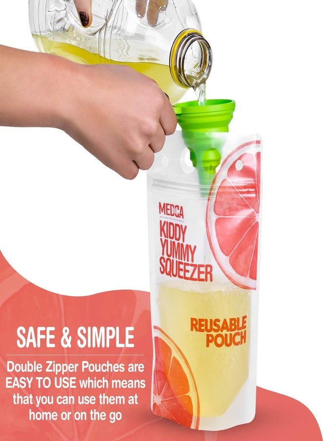 MEDca Reusable Drink Pouches - 100 Clear Drink Bags with 100 Straws - Double Zipper Reusable Smoothie Pouches Juice, Clear Zipper Pouch Storage Bags, Leak-Free and BPA Free - Image 3