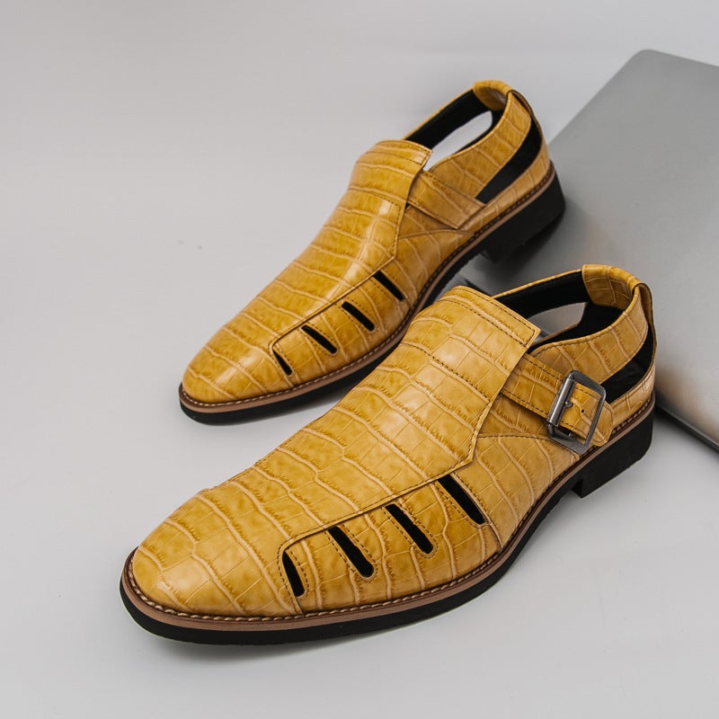 Men'S Sandals Large Size New Hollow Leather Shoes Fashionable Men'S Breathable Casual Shoes Trendy Men'S Leather Shoes - Image 3