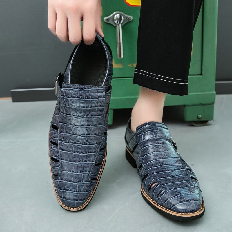 Men'S Sandals Large Size New Hollow Leather Shoes Fashionable Men'S Breathable Casual Shoes Trendy Men'S Leather Shoes - Image 5