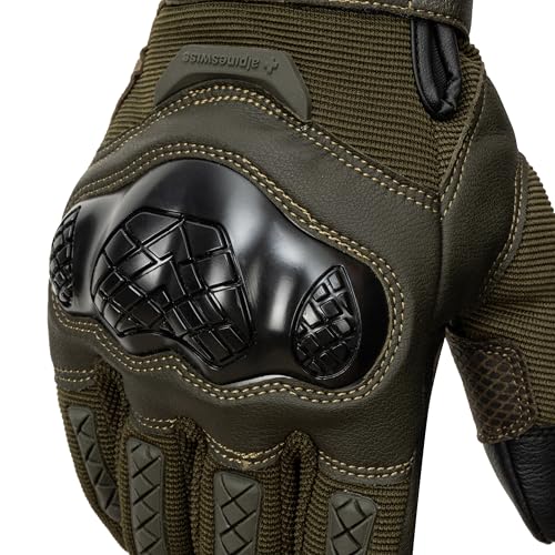 Alpine Swiss Men's Tactical Motorcycle Gloves Hard Knuckle Protective Outdoor Gloves for Riding Cycling Hunting Paintball OLV M - Image 3