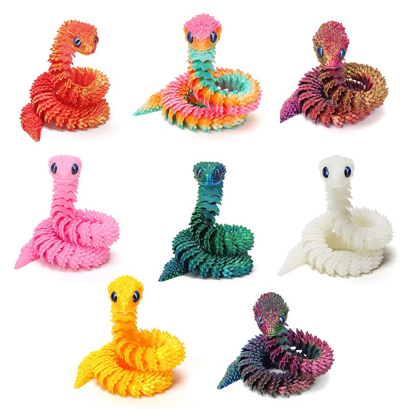 uyrzwek 8 Pcs 12in 3D Printed Snake Toys,3D Printed Animals for Easter Eggs Filled,Easter Basket Stuffers,Decorative for Boys Kids Home Decor Christmas Fidget Toys Gifts Easter Basket Essentials Decorations - Image 1