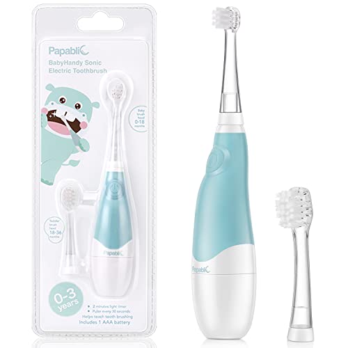 Papablic BabyHandy 2-Stage Baby Sonic Electric Toothbrush for Babies and Toddlers Ages 0-3 Years - Image 1