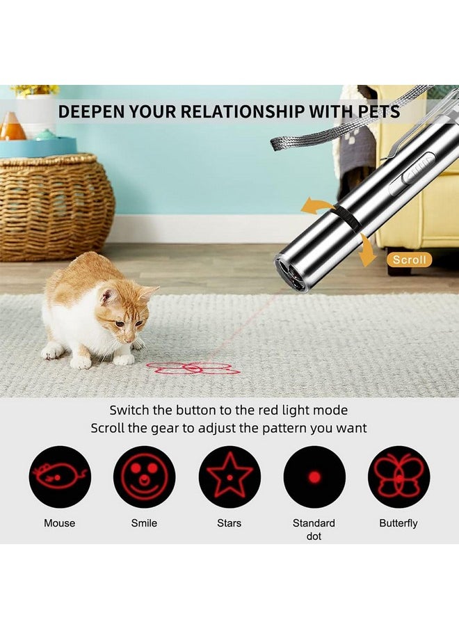 Antye Cat Toys Laser Pointer (2 Pack Silver) - Rechargeable Red Dot Chasers for Indoor Cats, Interactive Teaser for Play & Exercise (Adult & Kittens)  - Image 2