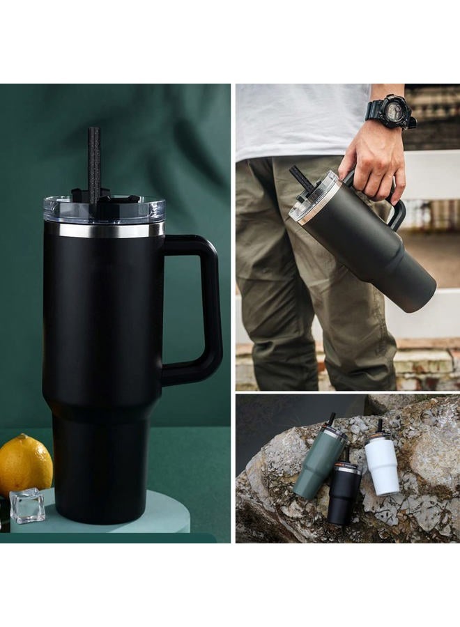 ALINK 10 Pack Silicone Replacement Straws for Stanley 40 oz 30 oz Tumbler, 12 in Long Reusable Plastic Black Straws for Stanley Cup Accessories, Half Gallon Jug, Plus 2 Cleaning Brush - Image 5