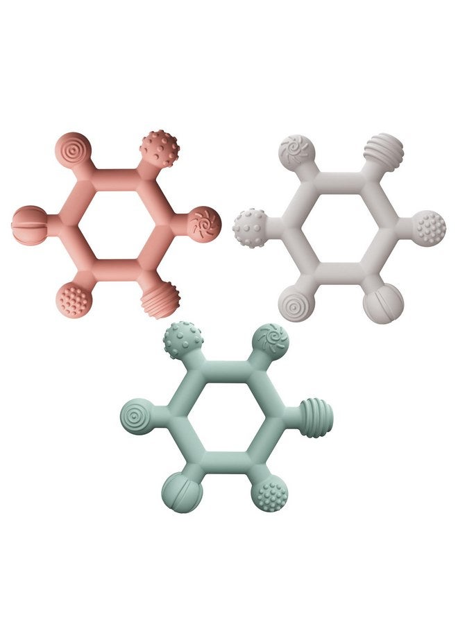 PandaEar 3 Pack Baby Teething Toys for Toddler Infant Newborn 0-6 Months, Baby Chew Toys 6 to 12 Months, Silicone Baby Teether BPA Free, Soft and Textured Ring Teether Soothing Teething Pain Relief - Image 1