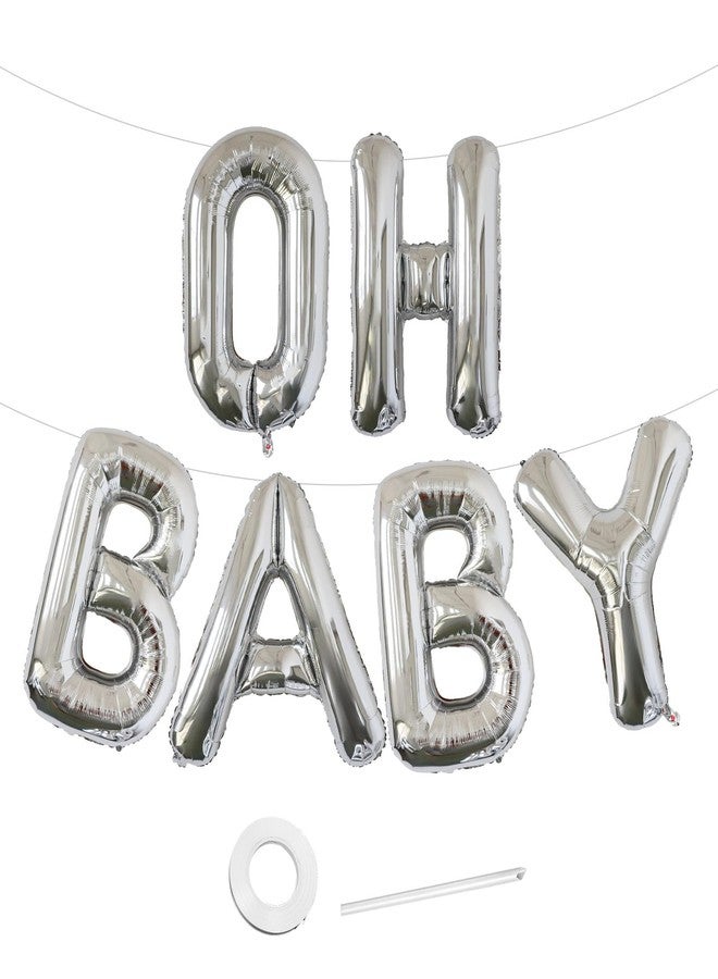 KALOR 40 Inch Silver Letter OH BABY Balloons Jumbo Foil Mylar Helium Big Balloons for Birthday Party Anniversary Baby Shower Supplies - Image 1