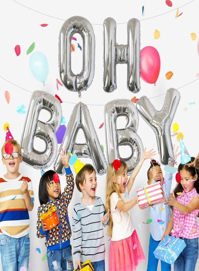 KALOR 40 Inch Silver Letter OH BABY Balloons Jumbo Foil Mylar Helium Big Balloons for Birthday Party Anniversary Baby Shower Supplies - Image 5