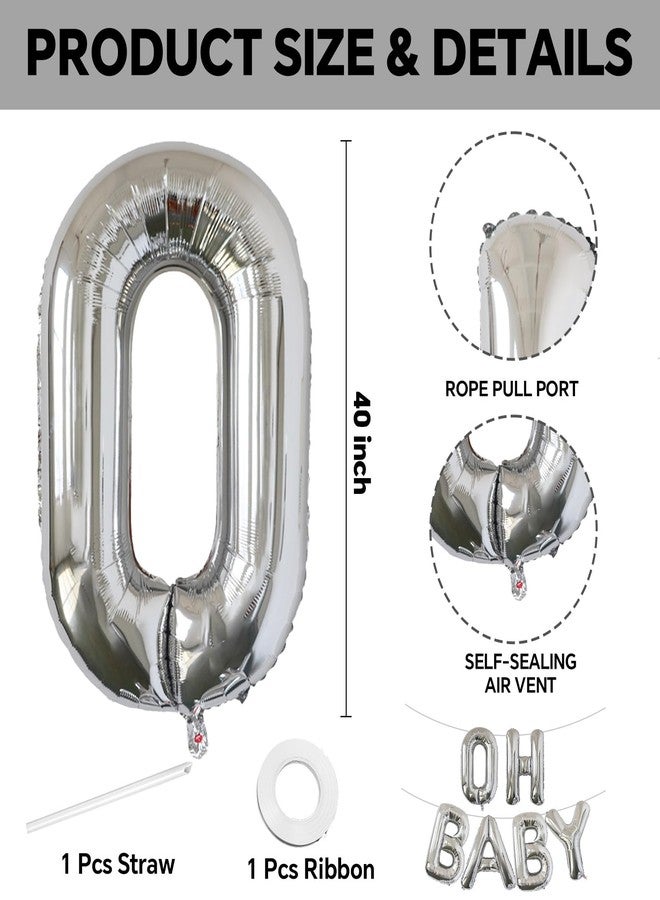 KALOR 40 Inch Silver Letter OH BABY Balloons Jumbo Foil Mylar Helium Big Balloons for Birthday Party Anniversary Baby Shower Supplies - Image 4