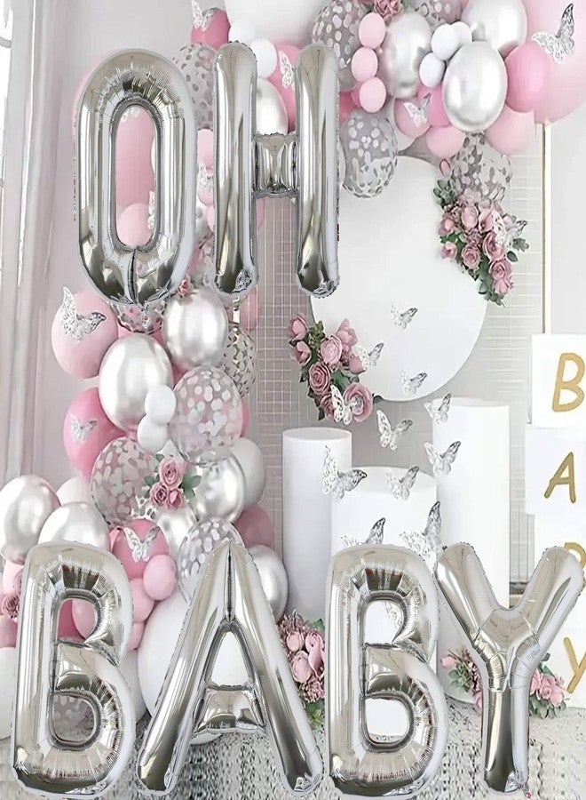KALOR 40 Inch Silver Letter OH BABY Balloons Jumbo Foil Mylar Helium Big Balloons for Birthday Party Anniversary Baby Shower Supplies - Image 3
