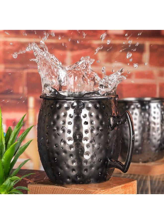 LINALL Moscow Mule Mugs- Set of 4 Gunmetal Black Plated Stainless Steel Mug 18oz, for Chilled Drinks (4pcs) - Image 3