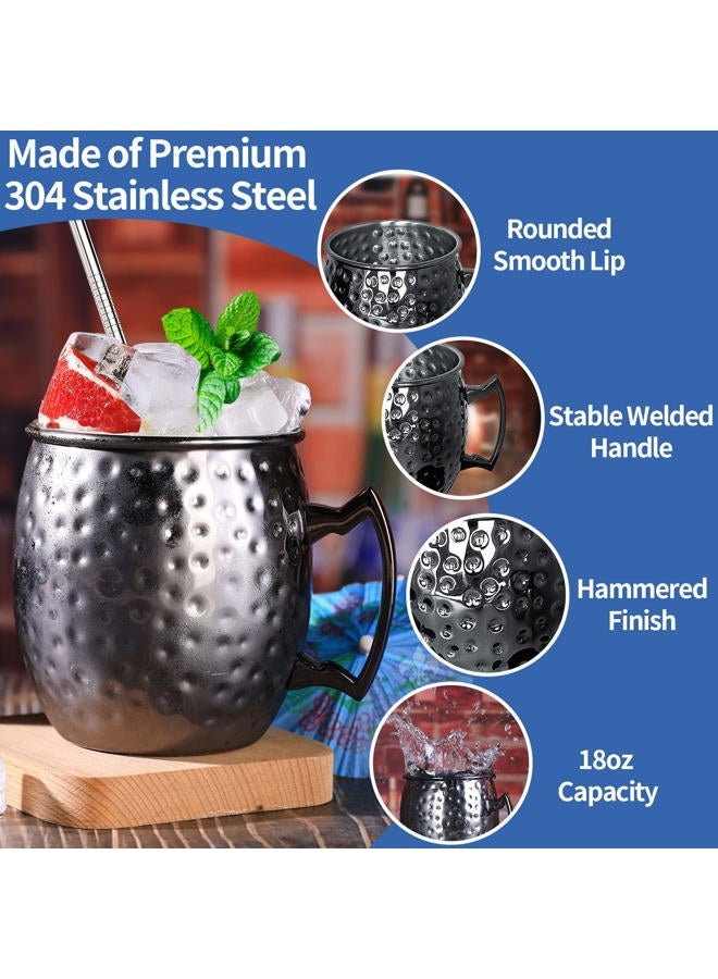 LINALL Moscow Mule Mugs- Set of 4 Gunmetal Black Plated Stainless Steel Mug 18oz, for Chilled Drinks (4pcs) - Image 4
