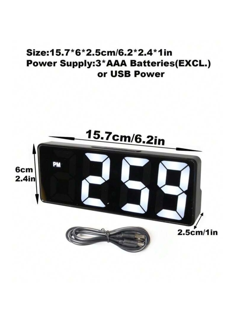 Modern digital alarm clock with LED lighting with a reflective finish, adjustable brightness, temperature display, desk clock at a USB port, batteries that do not include alarming hours for bedrooms  - Image 2