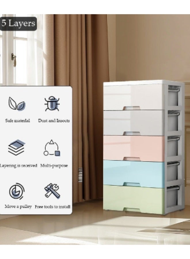 Arabest 5-layers Drawer Storage Cabinet,Toy Storage Box, Plastic Floor Storage Cabinet Drawer Storage Organizer for Clothes,Toys, Dust-proof Storage Containers Shelf Box for Living Room,Bathroom,Ktchen,Bedroom - Image 1