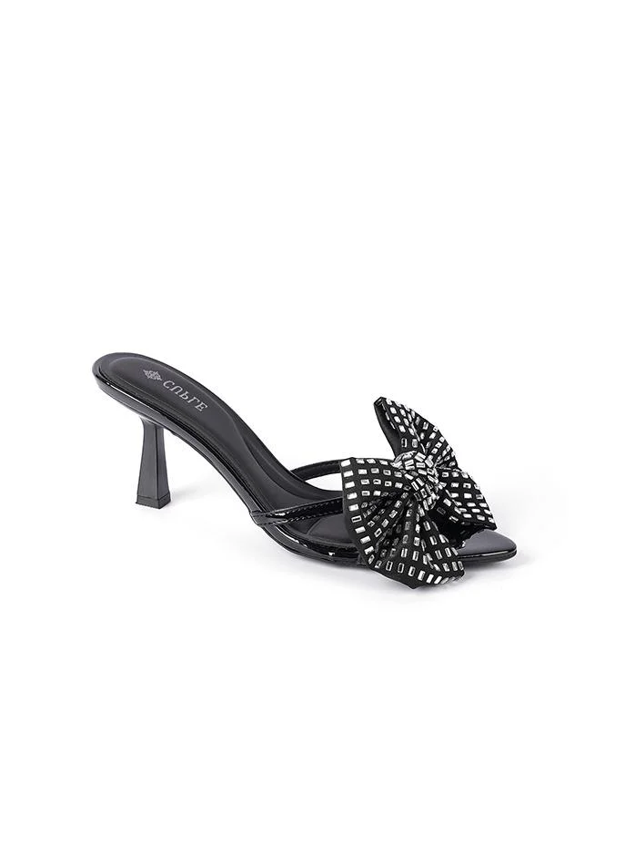 كابلي صنادل نسائية بكعب مع فيونكة مزينة