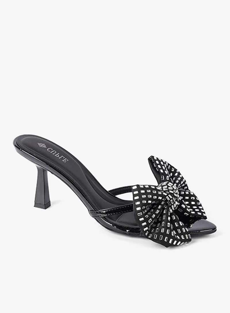 كابلي صنادل نسائية بكعب مع فيونكة مزينة