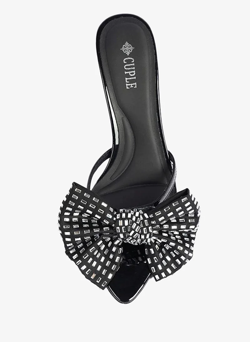 Cuple  Womens heeled Sandals with embelished bow for Women | Best Price UAE