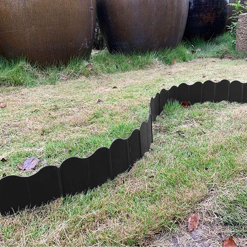 Orgrimmar 20 ft Garden Edging 40PCS Interlocking Landscaping Edging Kit, Plastic No-Dig Pound-in Garden Edge(20' Long x 5.3” Tall) - Black - Image 4
