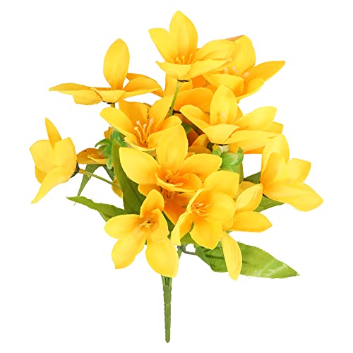 BS AMOR Artificial Flowers - Home Decoration Gift Items for Living Room Corner Table Top Bedroom Wedding, Yellow Lilly Bunh (Pot Not Included) - Image 4