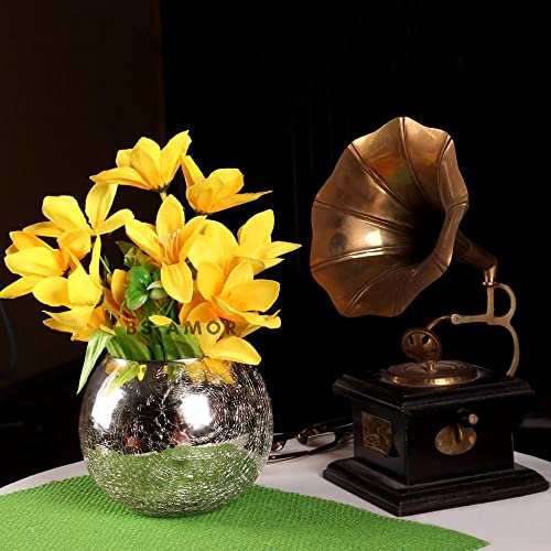 BS AMOR Artificial Flowers - Home Decoration Gift Items for Living Room Corner Table Top Bedroom Wedding, Yellow Lilly Bunh (Pot Not Included) - Image 1