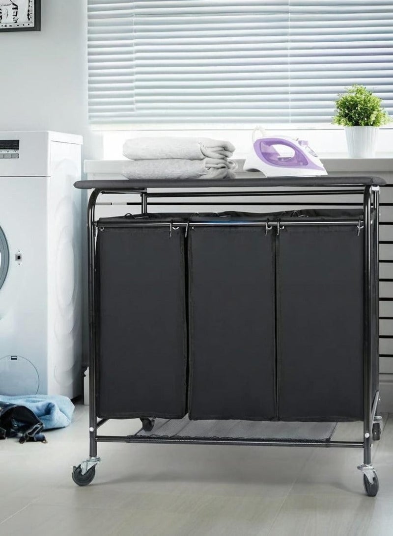 WALALLA Foldable Ironing Board with Removable Bags Laundry Basket Hamper Sorter - Image 2